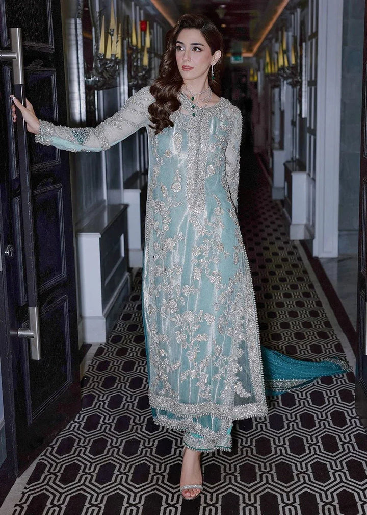 Sara Rohale Asghar Premium Net Embroidered Unstitched 3 Piece Ferozeah - 3 Pieces Net Embroidered - Zainabjees