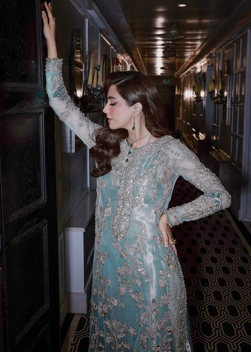 Sara Rohale Asghar Premium Net Embroidered Unstitched 3 Piece Ferozeah - 3 Pieces Net Embroidered - Zainabjees