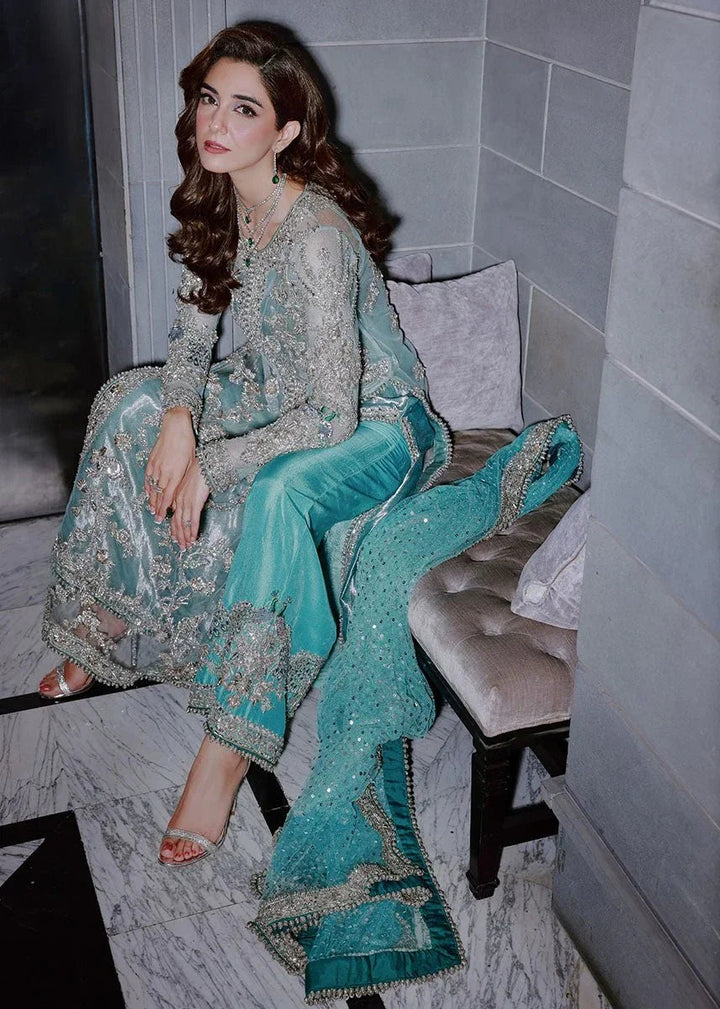 Sara Rohale Asghar Premium Net Embroidered Unstitched 3 Piece Ferozeah - 3 Pieces Net Embroidered - Zainabjees