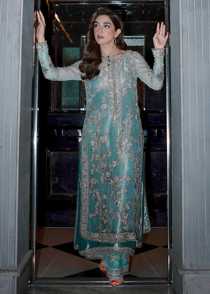 Sara Rohale Asghar Premium Net Embroidered Unstitched 3 Piece Ferozeah - 3 Pieces Net Embroidered - Zainabjees