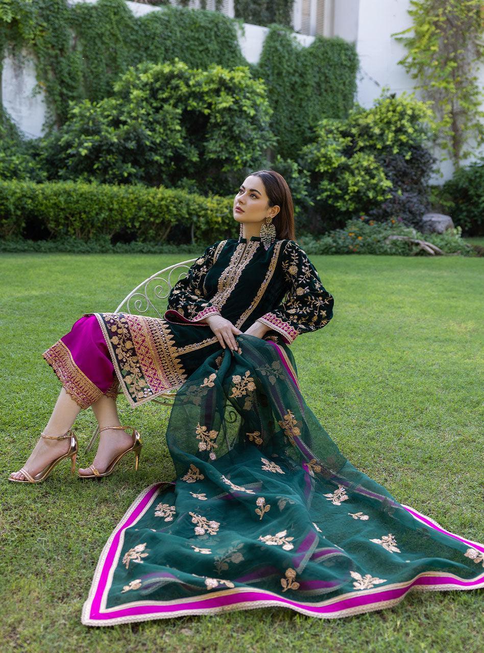 Zainab Chottani Velvet Collection Pareeshay 3 Pieces Unstitched Z - 03 - 3 pieces Velvet - Zainabjees