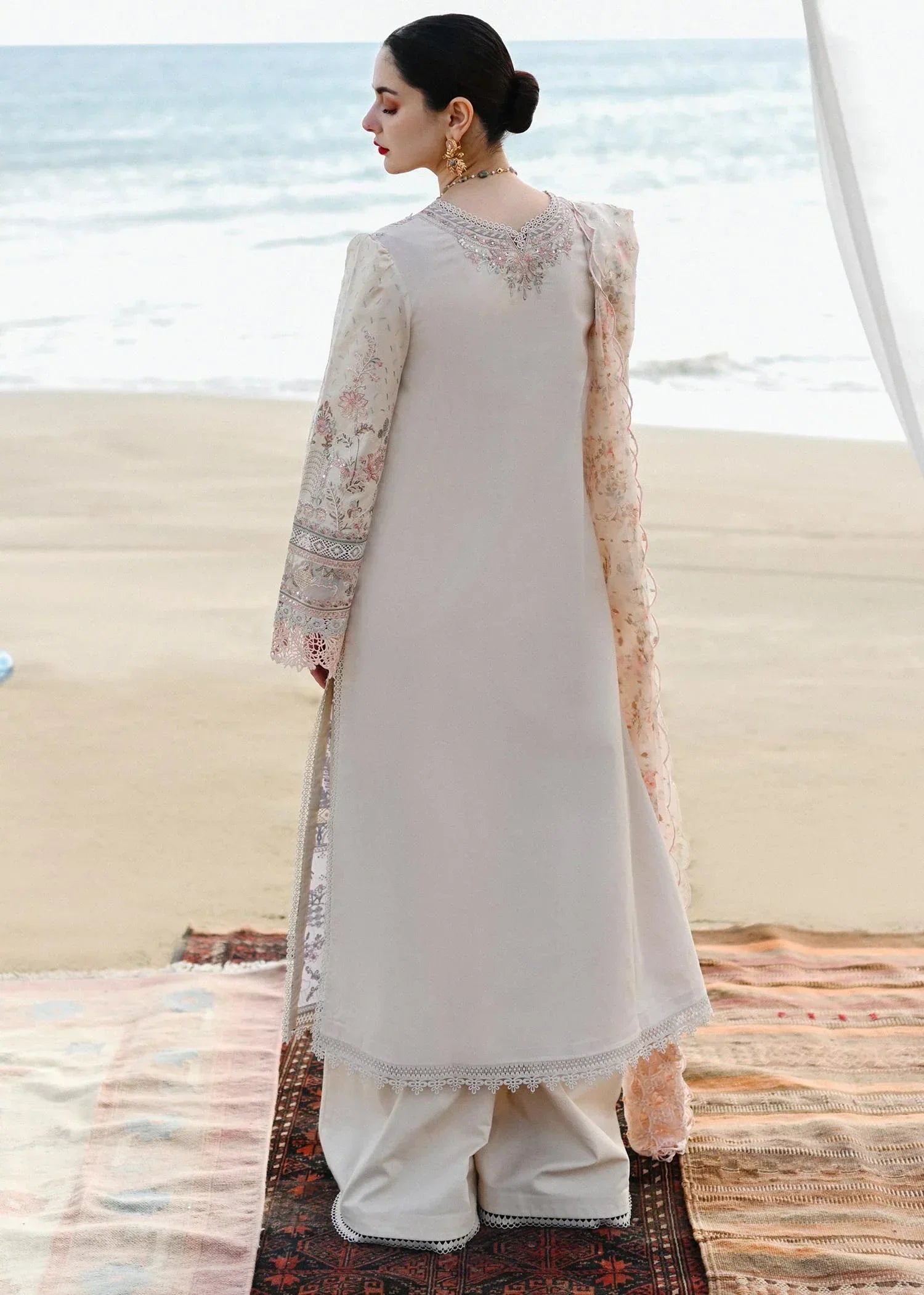 Sahil by Qalamkar Embroidered Lawn Suits Unstitched 3 Piece QLM23S SP - 03 Khansa - Luxury Collection - 3 Pieces Lawn - Zainabjees