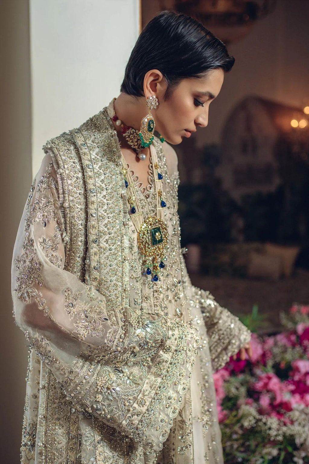 Elan Luxury Wedding - Reine Blanche Unstitched 3 Pieces Hand Work - 3 Pieces Net Embroidered - Zainabjees