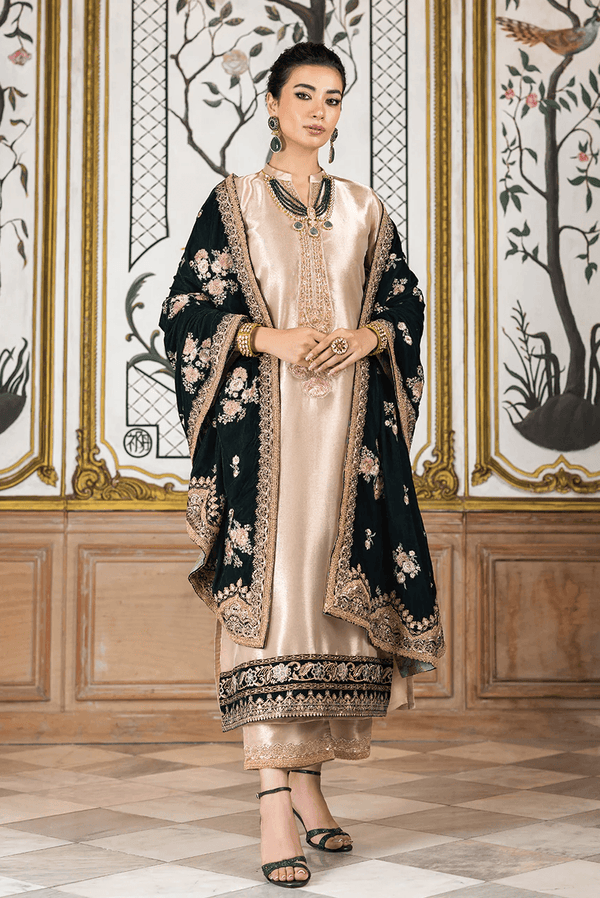 Zainab Chottani Embroidered Unstitched D-03 SARWANA With Velvet Embroidered Shawl