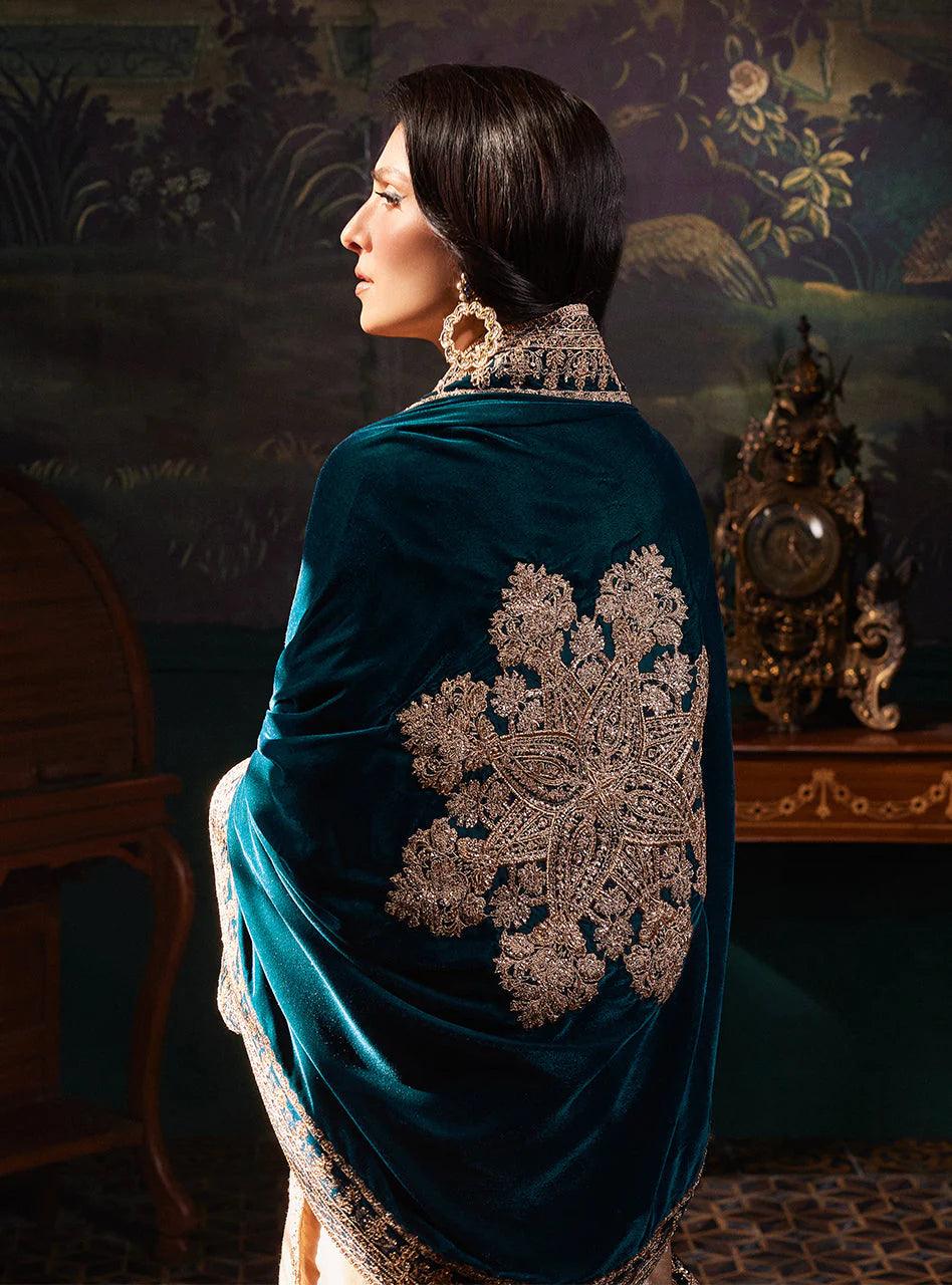 ZAINAB CHOTTANI AMBER MESURI TISSUE WITH 9000 MICRO VELVET SHAWL 3 PC - 09866
