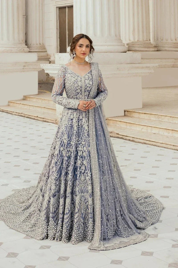 Erum Khan Luxurious Net Embroidered 3 Piece Unstitched Moonlit Majesty - 3 Pieces Net Embroidered - Zainabjees