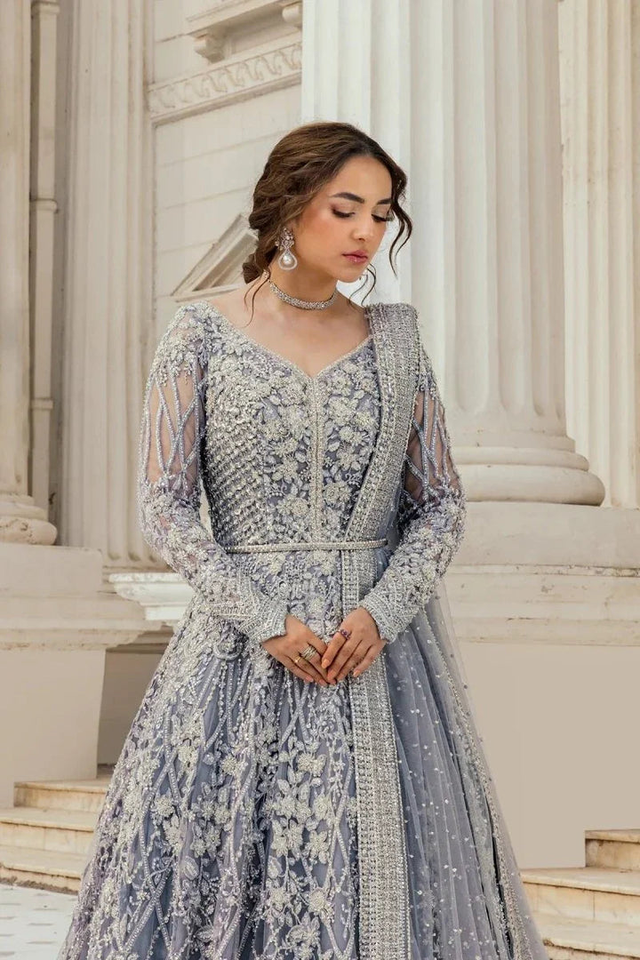 Erum Khan Luxurious Net Embroidered 3 Piece Unstitched Moonlit Majesty - 3 Pieces Net Embroidered - Zainabjees