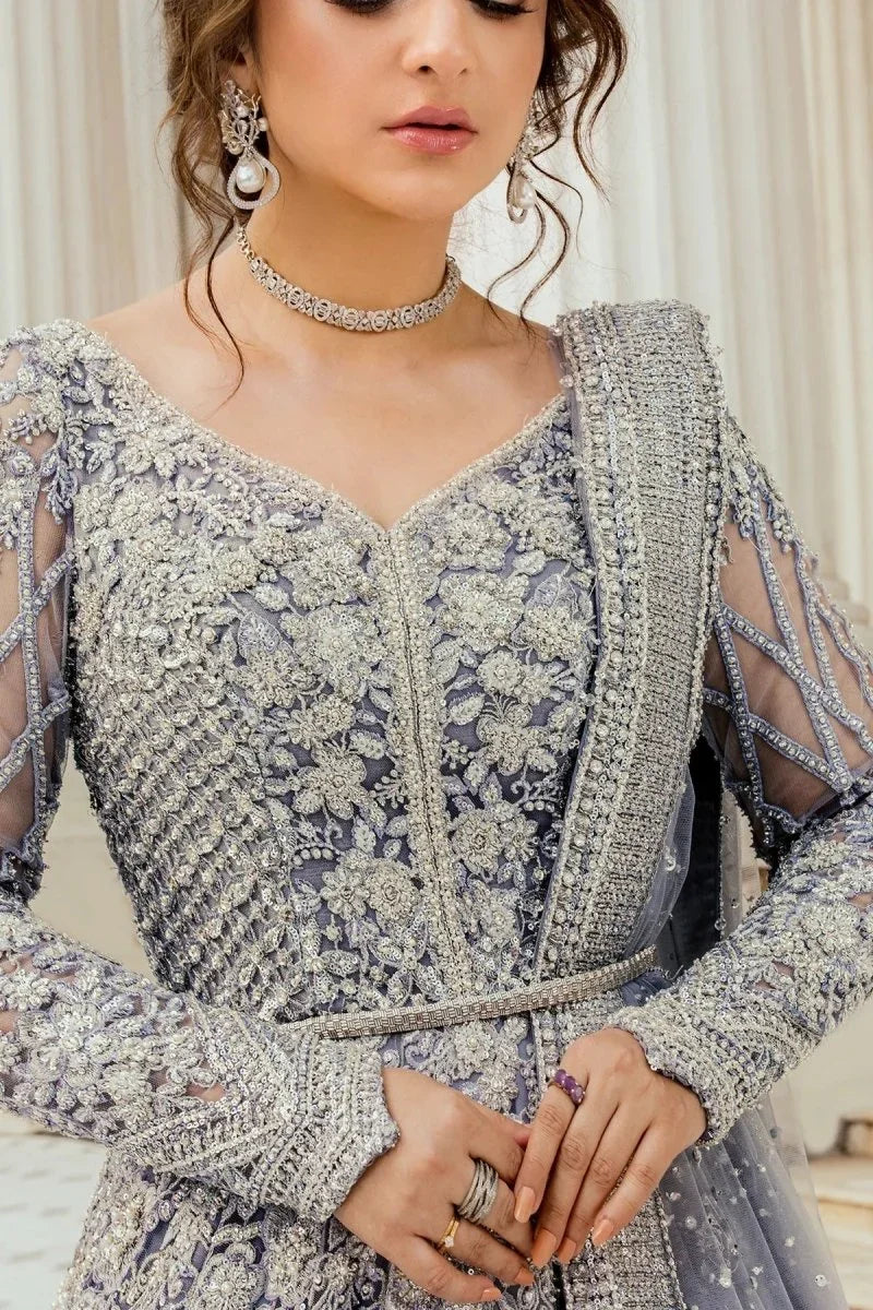 Erum Khan Luxurious Net Embroidered 3 Piece Unstitched Moonlit Majesty - 3 Pieces Net Embroidered - Zainabjees