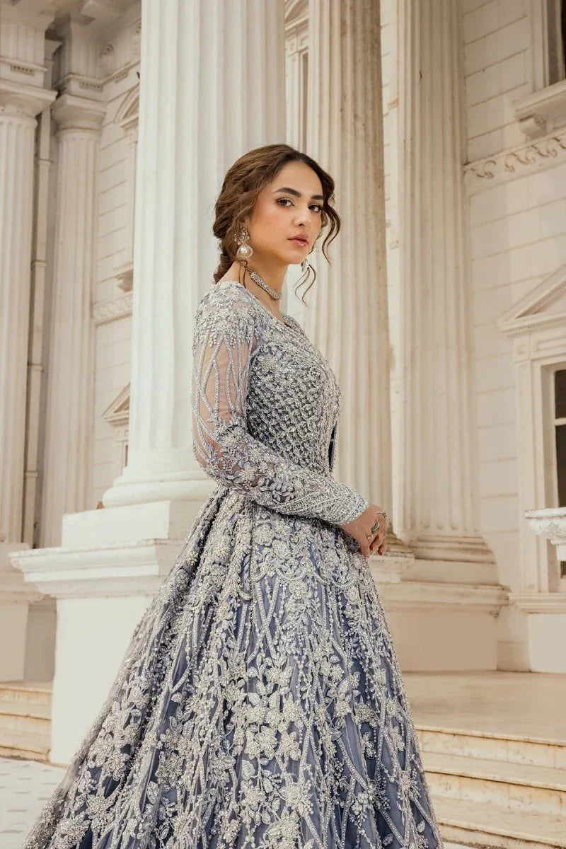 Erum Khan Luxurious Net Embroidered 3 Piece Unstitched Moonlit Majesty - 3 Pieces Net Embroidered - Zainabjees