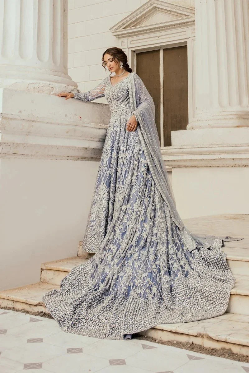 Erum Khan Luxurious Net Embroidered 3 Piece Unstitched Moonlit Majesty - 3 Pieces Net Embroidered - Zainabjees