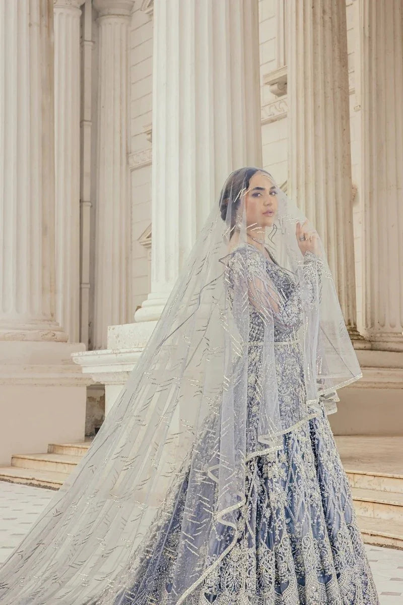 Erum Khan Luxurious Net Embroidered 3 Piece Unstitched Moonlit Majesty - 3 Pieces Net Embroidered - Zainabjees