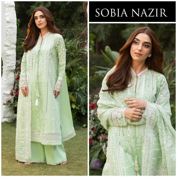 Sobia Nazir Lawn Embroidered Collection 3 Pc Unstitched 7B Luxury Lawn 2025 - 3 Pieces Lawn - Zainabjees
