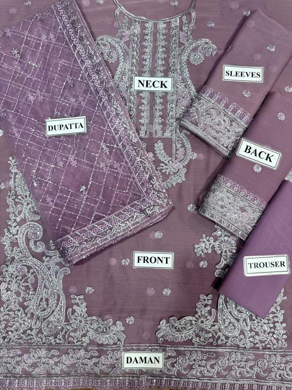 Asim Jofa Chiffon Embroidered Collection Unstitched Jhilmil - 3 Pieces Chiffon - Zainabjees