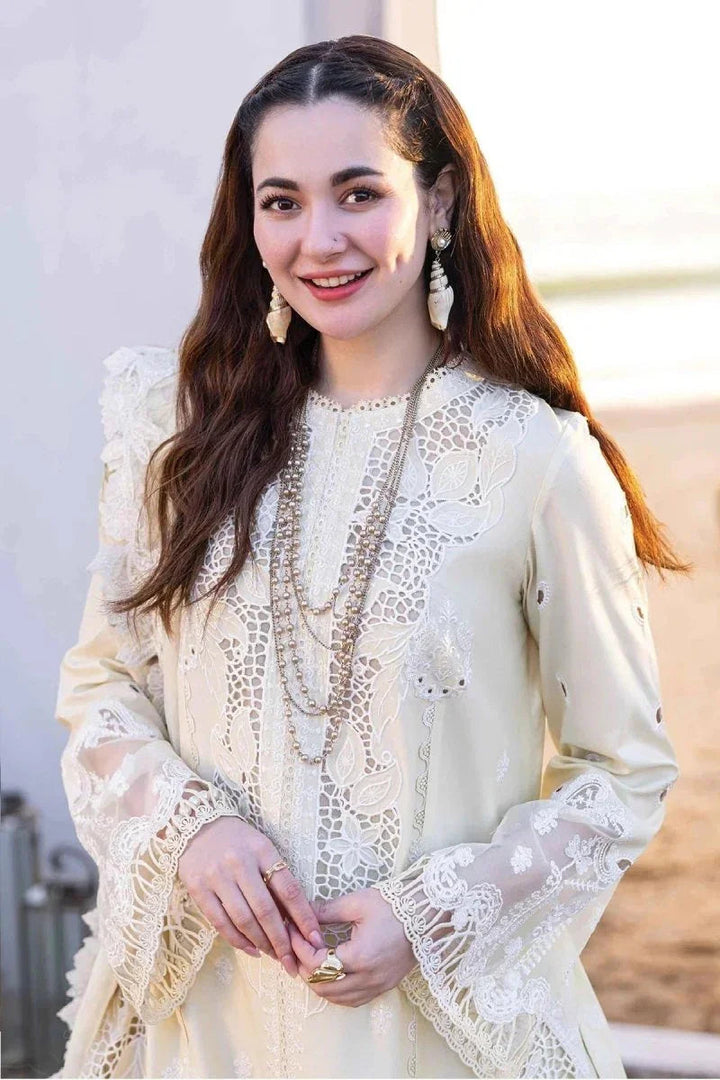 Qalamkar Sahil Kinare Luxury Lawn Embroidered Unstitched 3 Piece - FP - 01 Jana - 3 Pieces Lawn - Zainabjees