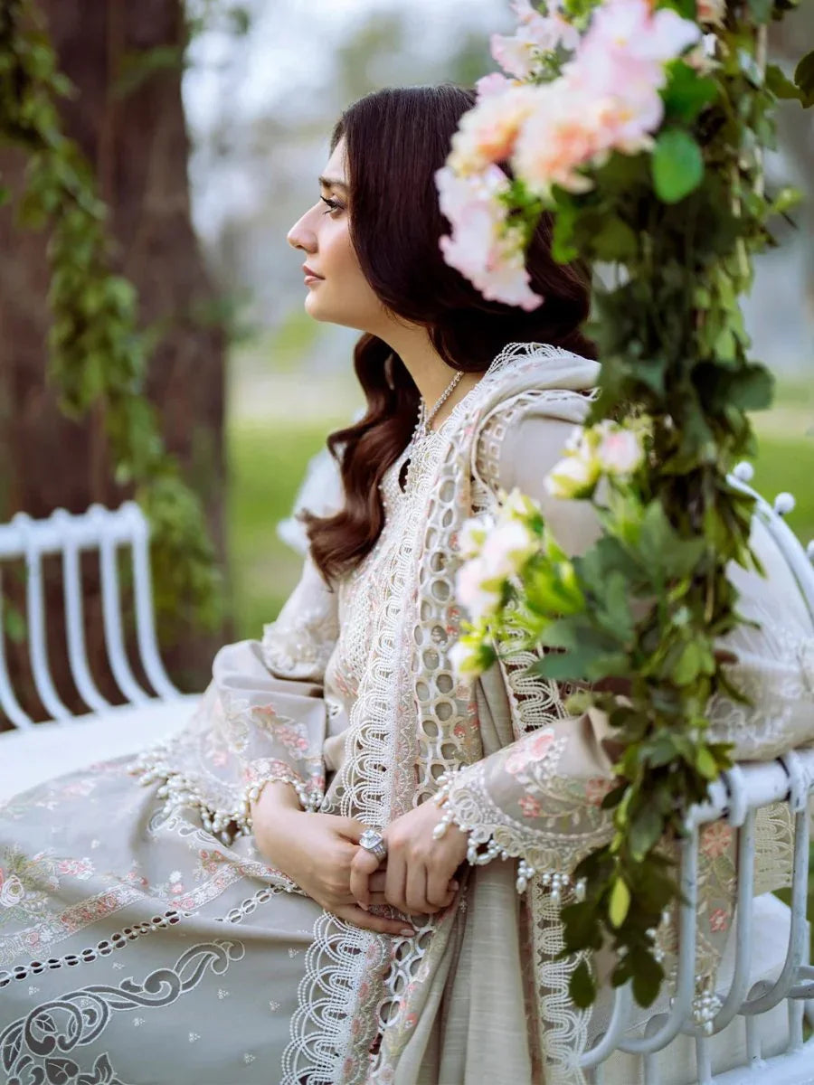Bin Ilyas Luxury Embroidered Unstitched Lawn 3 Piece 103 - B - 3 Pieces Lawn - Zainabjees