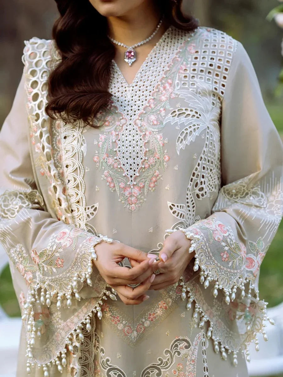 Bin Ilyas Luxury Embroidered Unstitched Lawn 3 Piece 103 - B - 3 Pieces Lawn - Zainabjees