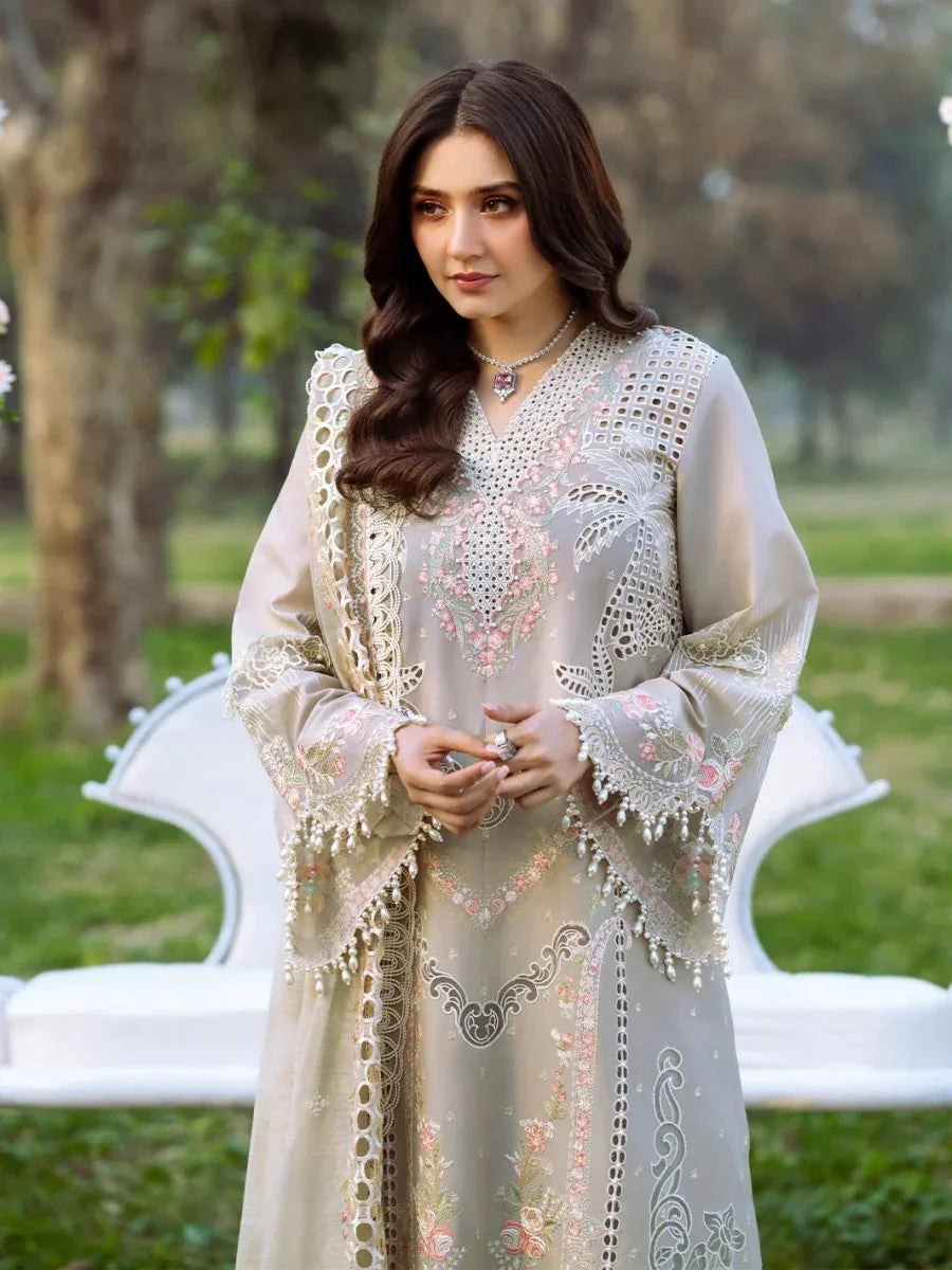 Bin Ilyas Luxury Embroidered Unstitched Lawn 3 Piece 103 - B - 3 Pieces Lawn - Zainabjees