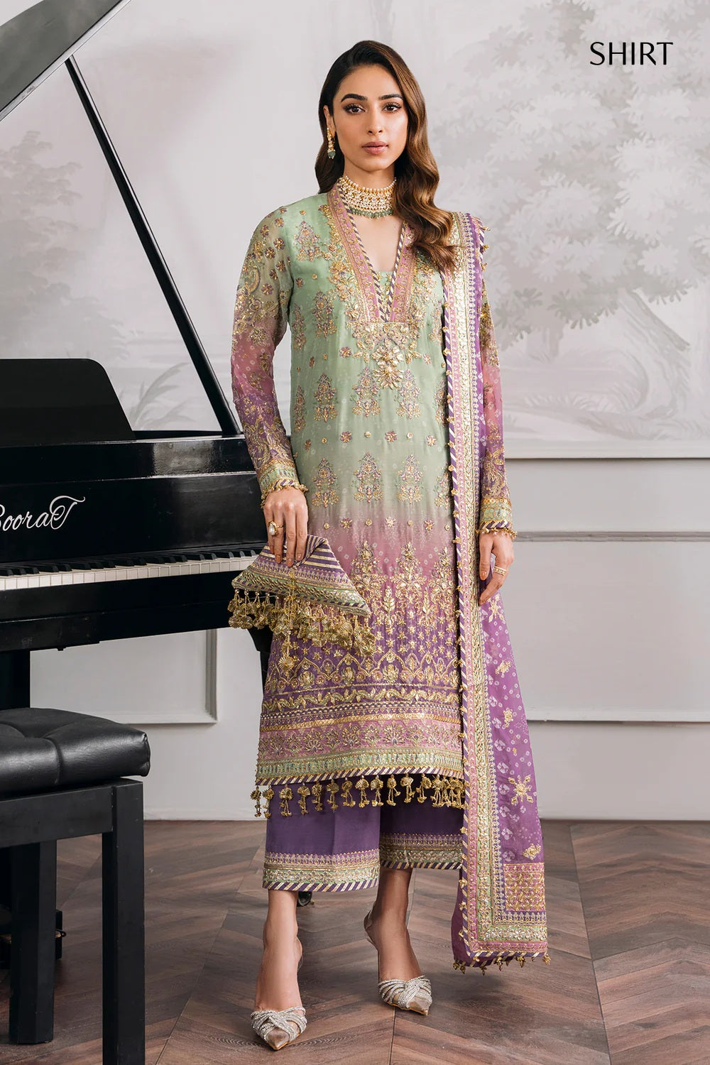 Baroque Luxury Chiffon Embroidered Unstitched 3 Piece - CH12-08