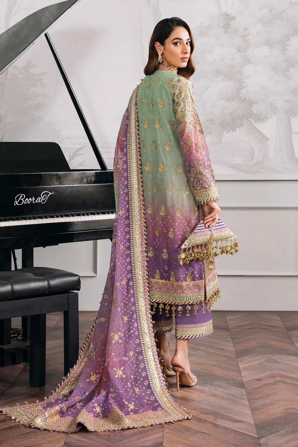 Baroque Luxury Chiffon Embroidered Unstitched 3 Piece - CH12-08