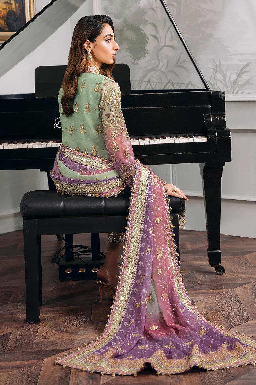 Baroque Luxury Chiffon Embroidered Unstitched 3 Piece - CH12-08