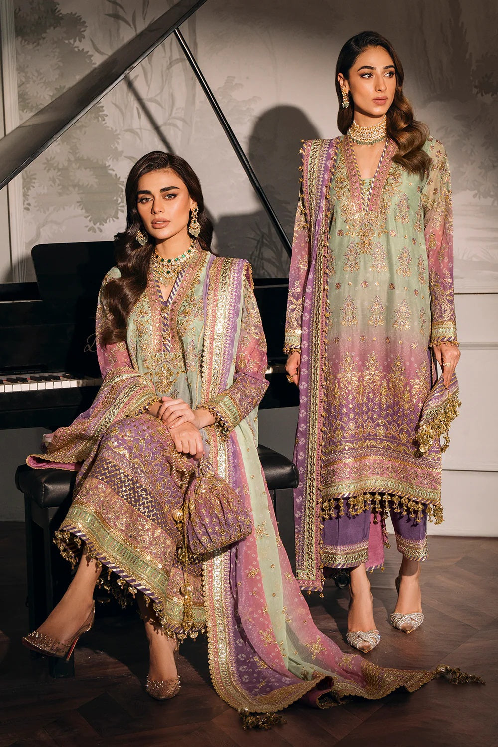 Baroque Luxury Chiffon Embroidered Unstitched 3 Piece - CH12-08