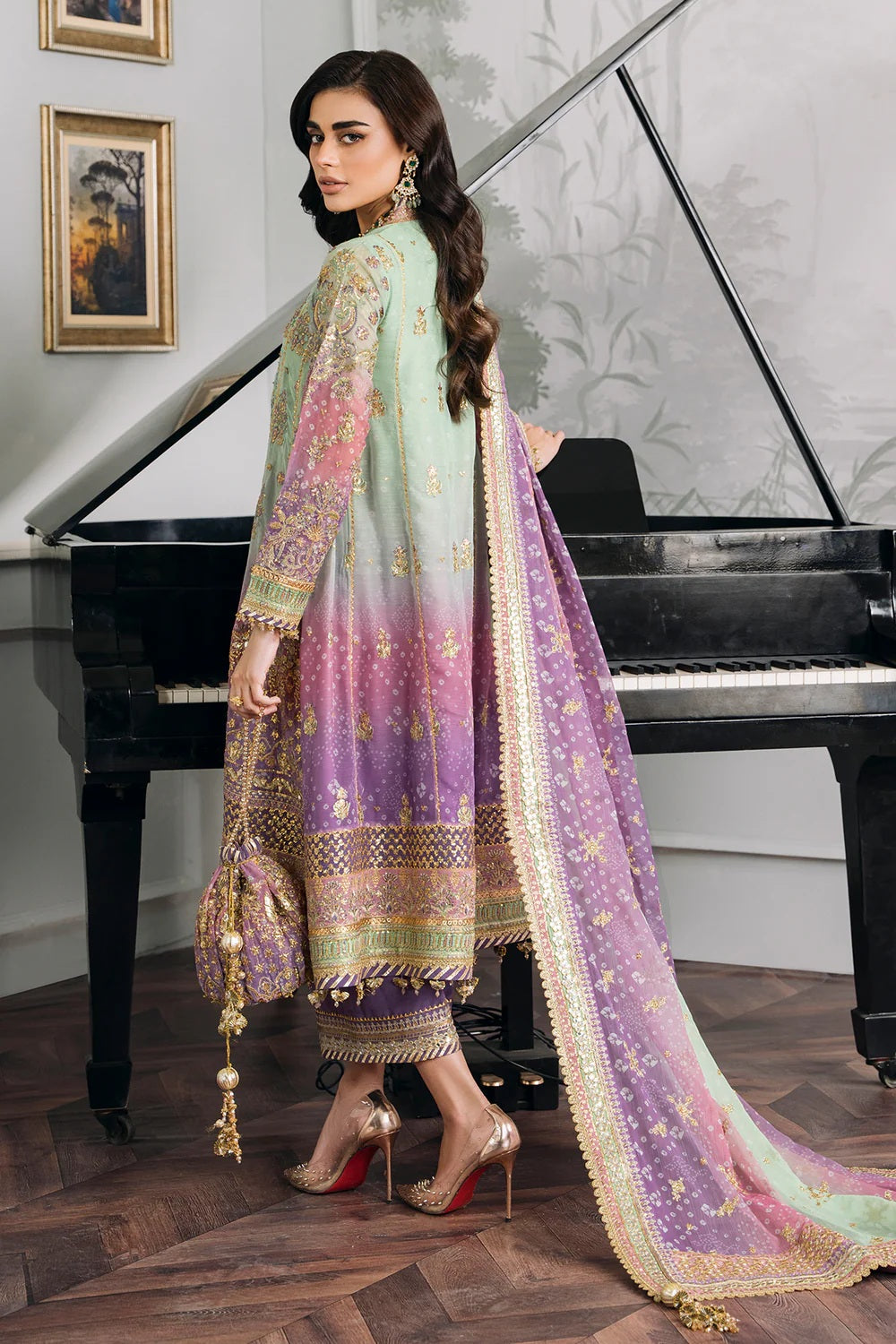 Baroque Luxury Chiffon Embroidered Unstitched 3 Piece - CH12-08