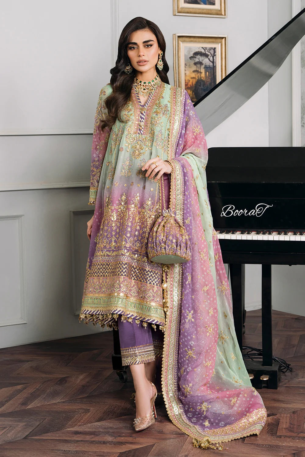 Baroque Luxury Chiffon Embroidered Unstitched 3 Piece - CH12-08