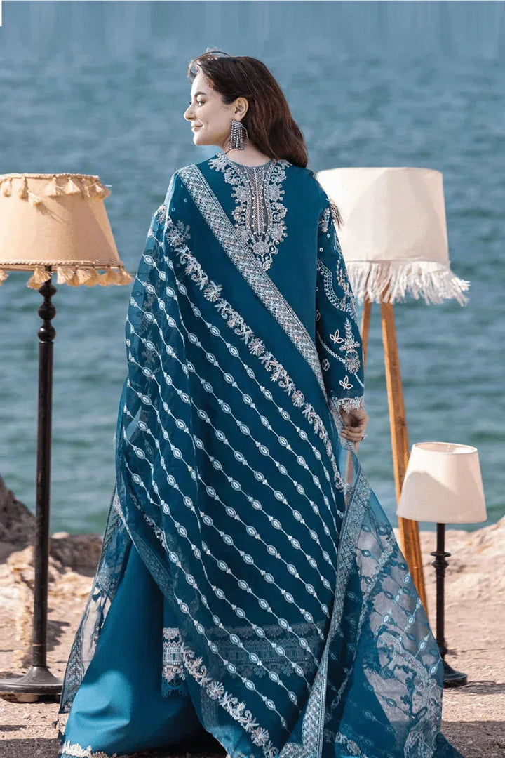 Qalamkar Luxury Lawn Embroidered 3 Piece Unstitched Sahil Kinare FP - 16 - Kira - 3 Pieces Lawn - Zainabjees