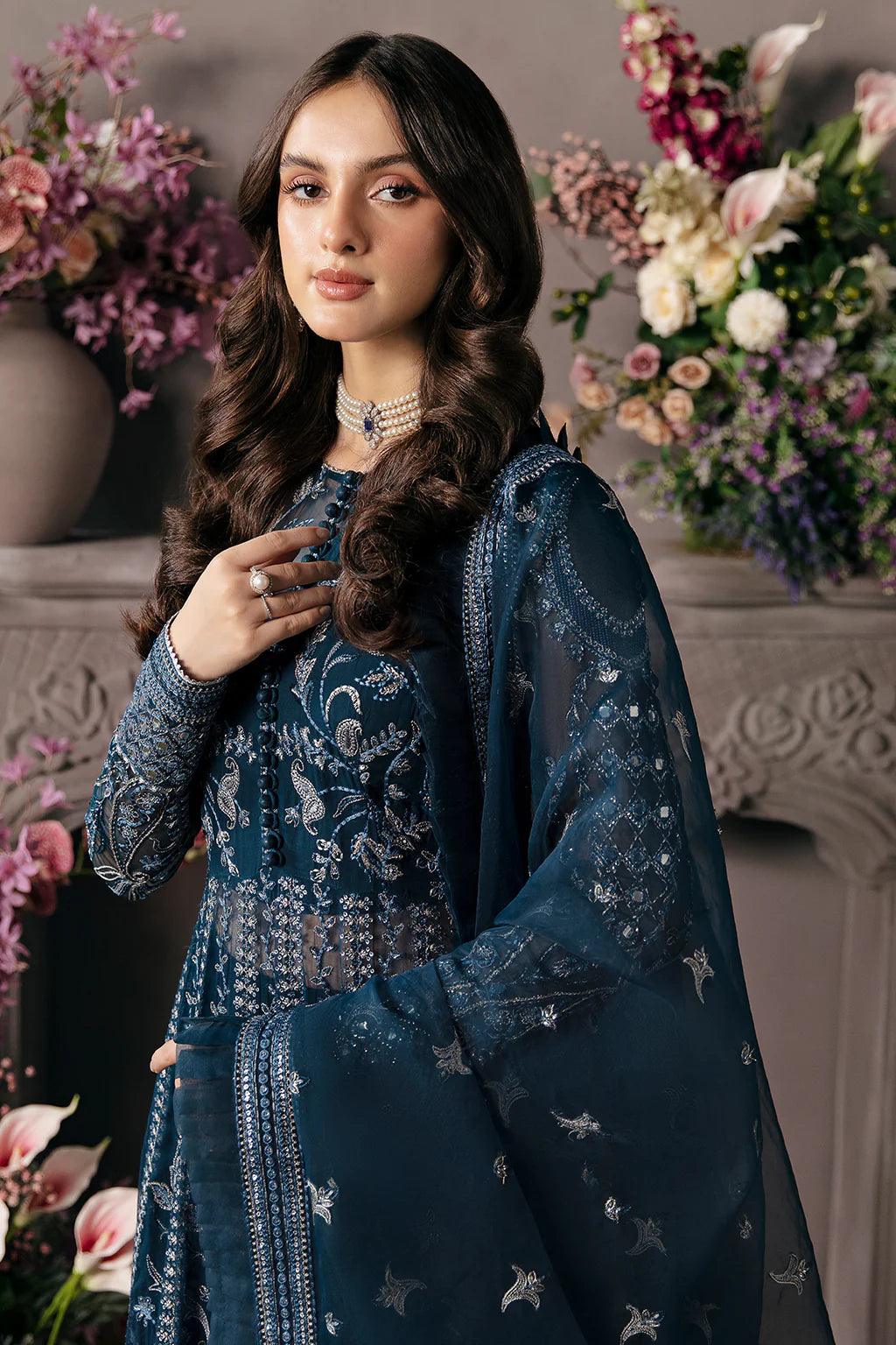 Afrozeh La Fuchsia Formals Unstitched 3 Pieces Yale Organza Embroidered Collection - 3 Pieces Organza - Zainabjees