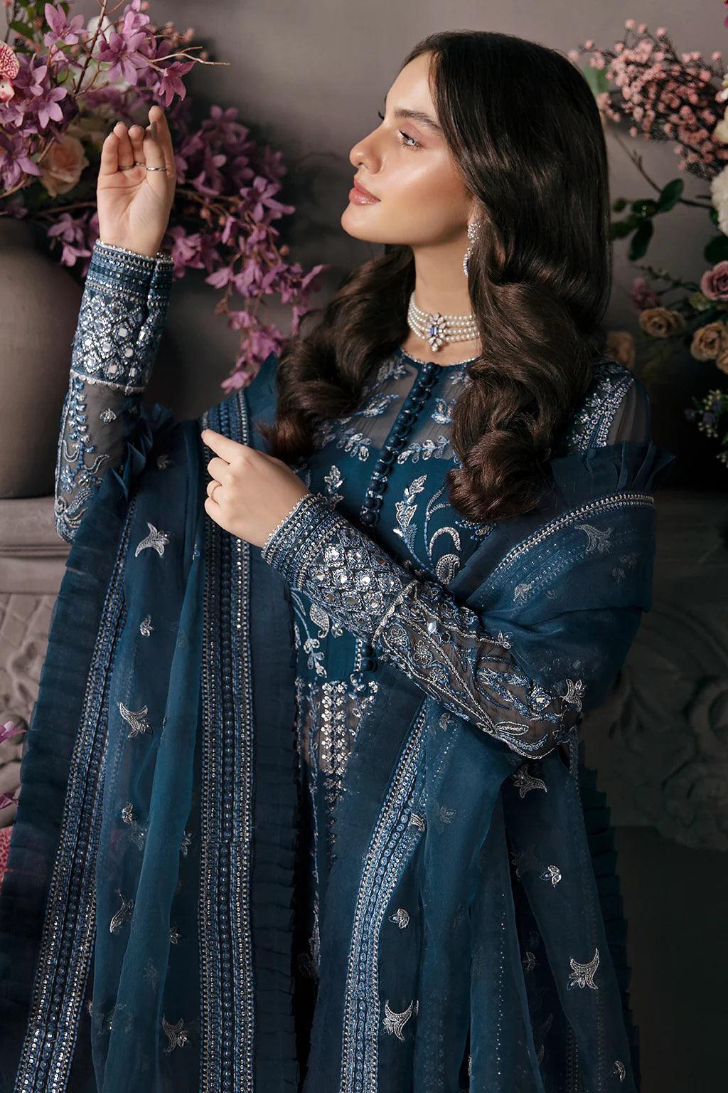 Afrozeh La Fuchsia Formals Unstitched 3 Pieces Yale Organza Embroidered Collection - 3 Pieces Organza - Zainabjees
