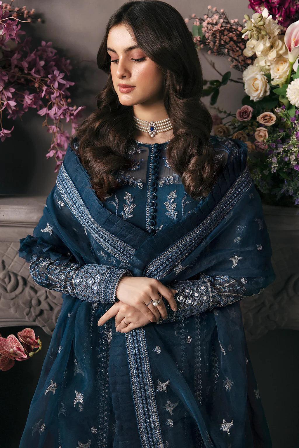 Afrozeh La Fuchsia Formals Unstitched 3 Pieces Yale Organza Embroidered Collection - 3 Pieces Organza - Zainabjees