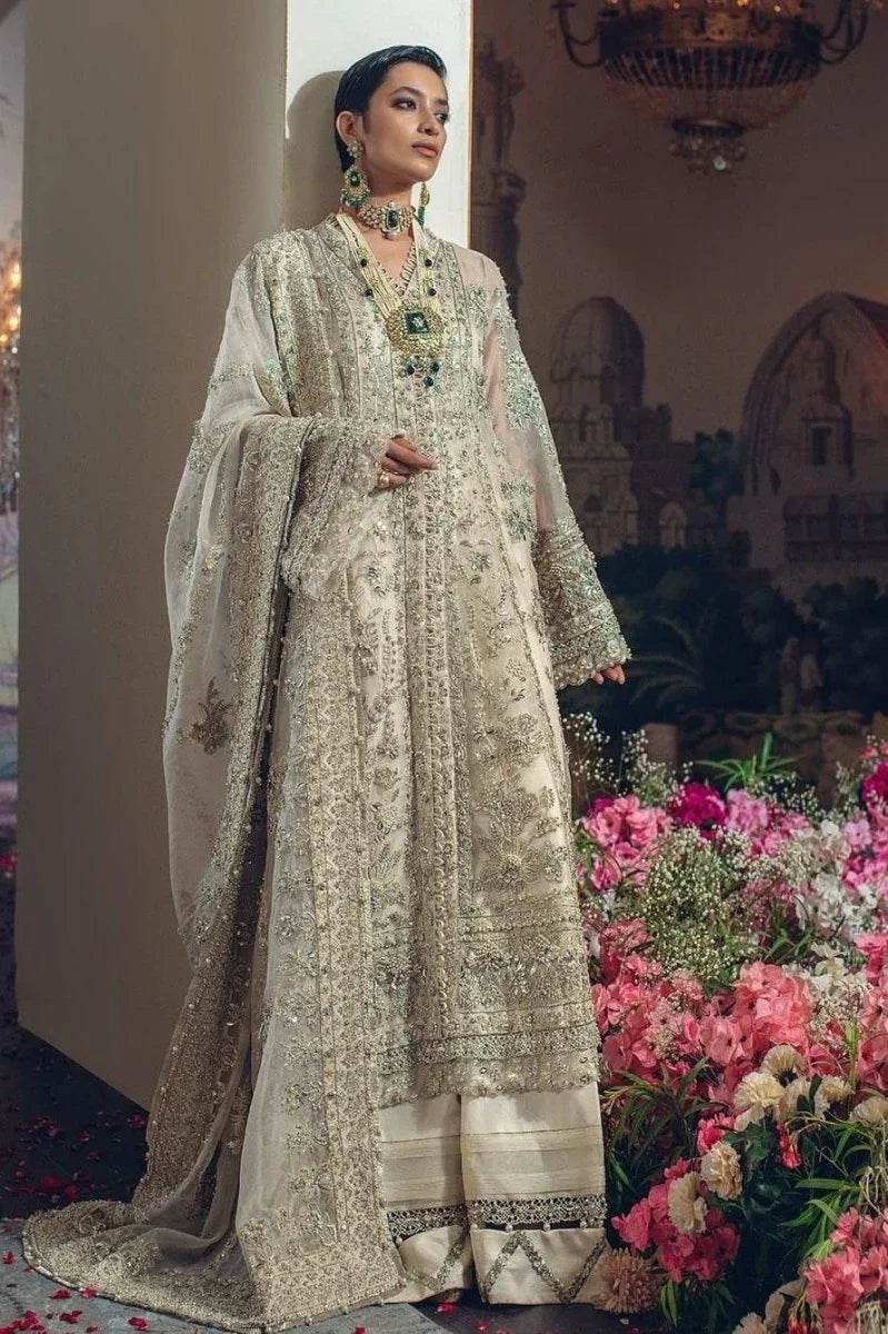 Elan Luxury Wedding - Reine Blanche Unstitched 3 Pieces Hand Work - 3 Pieces Net Embroidered - Zainabjees