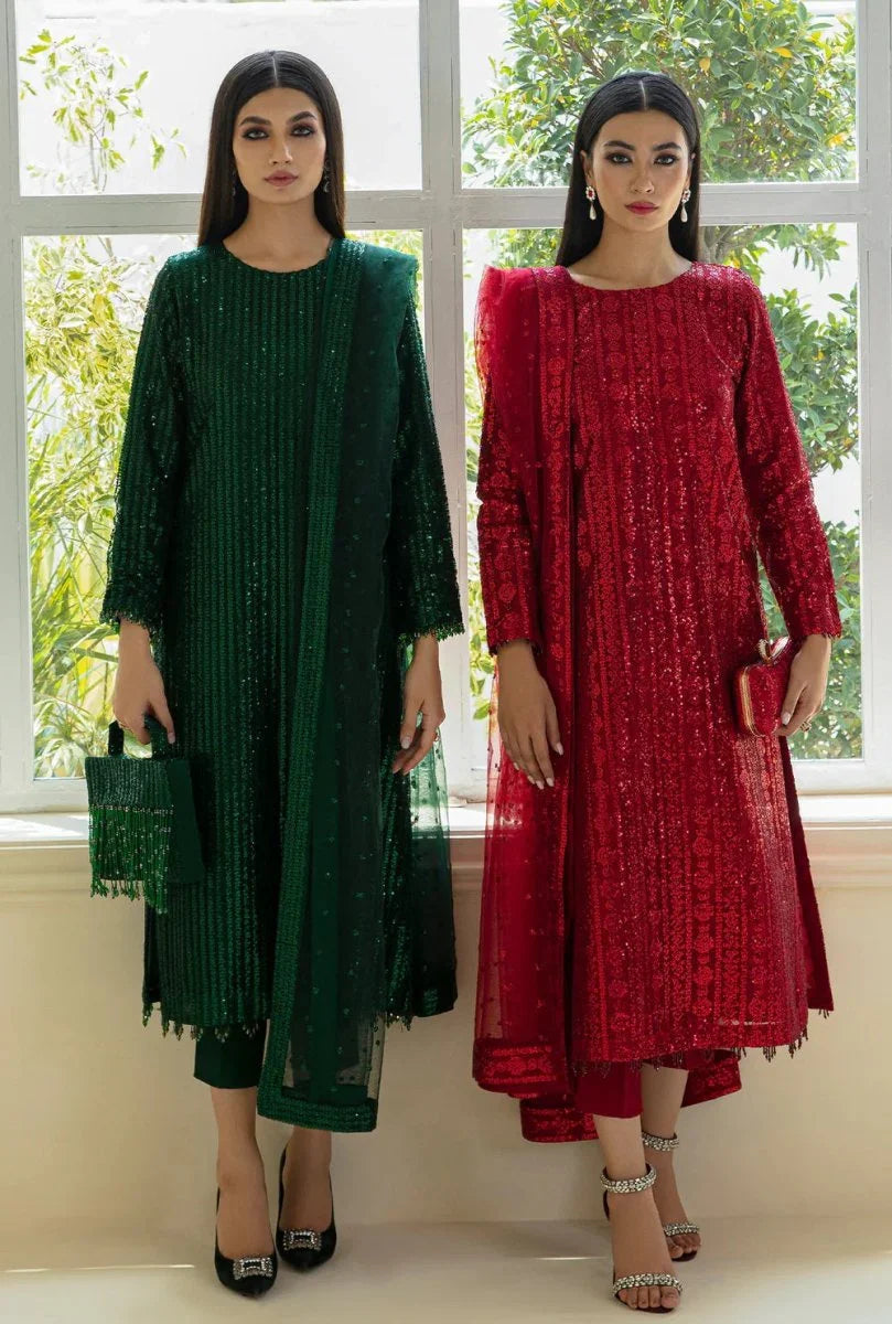 Baroque Luxury Net Embroidered Unstitched 3 Piece UF - 386 - 3 Pieces Net Embroidered - Zainabjees