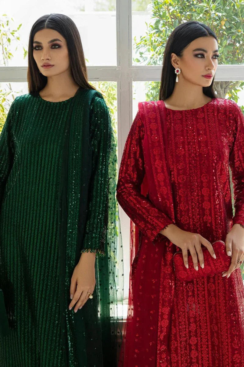 Baroque Luxury Net Embroidered Unstitched 3 Piece UF - 386 - 3 Pieces Net Embroidered - Zainabjees