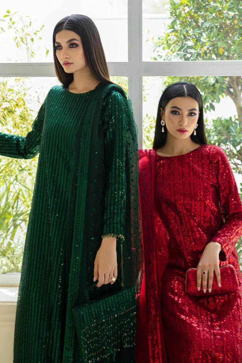 Baroque Luxury Net Embroidered Unstitched 3 Piece UF - 386 - 3 Pieces Net Embroidered - Zainabjees