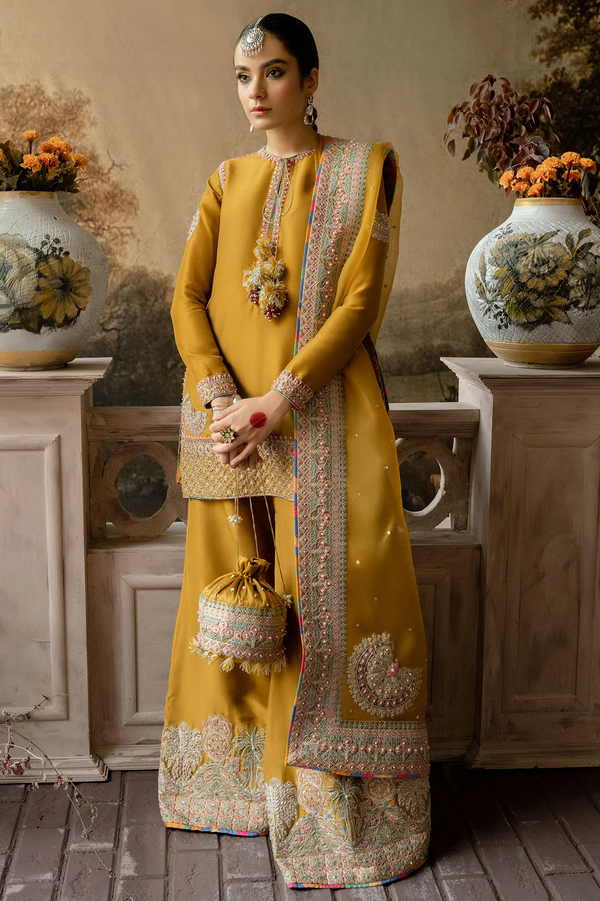 Hussain Rehar Luxury Raw Silk Hand Emblishment Collection ARASTI