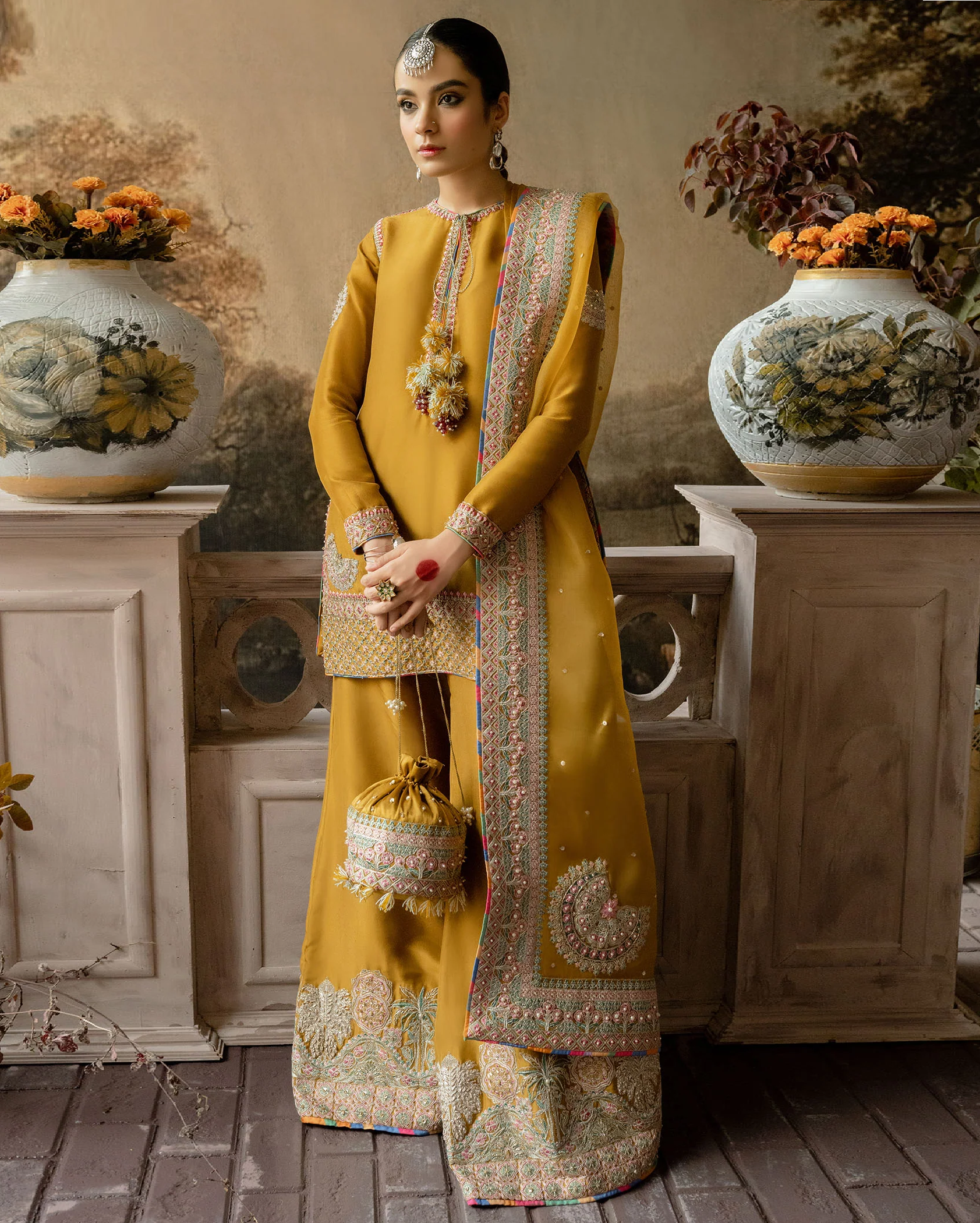 Hussain Rehar Luxury Raw Silk Hand Emblishment Collection ARASTI