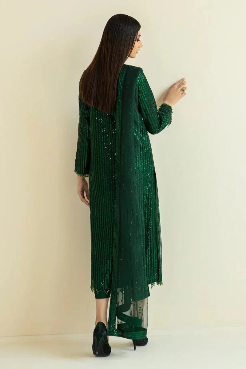 Baroque Luxury Net Embroidered Unstitched 3 Piece UF - 386 - 3 Pieces Net Embroidered - Zainabjees