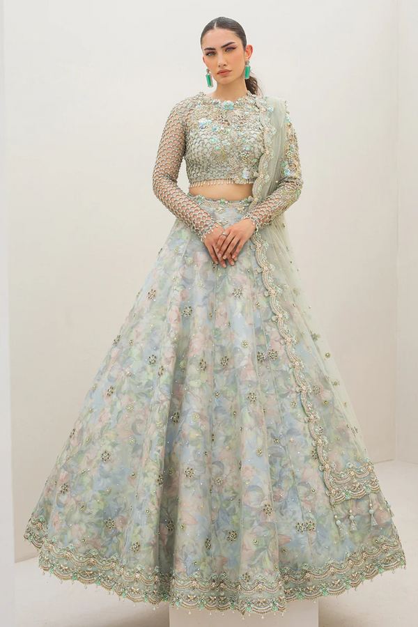 Qalamkar Wedding Festive Net Embroidered Unstitched 3 Pc Collection C-01 ZERLIN