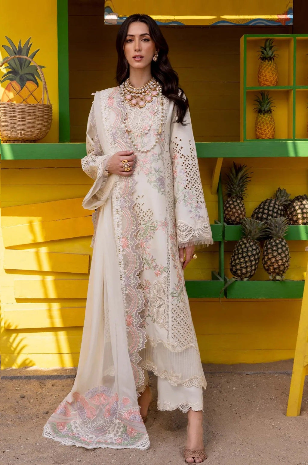 Saira Shakira Luxury Lawn Embroidered 3 Piece Unstitched Suit Dahlia - A