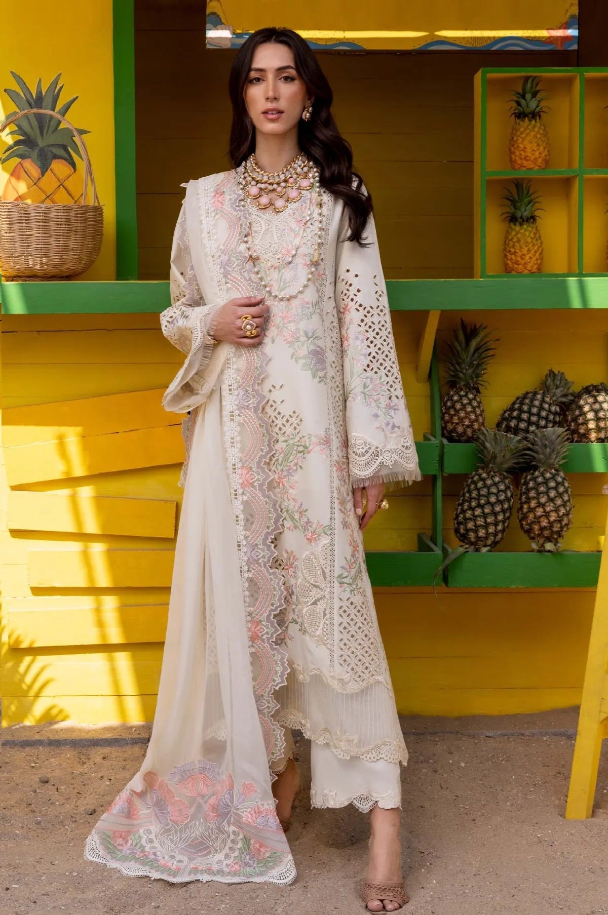 Saira Shakira Luxury Lawn Embroidered 3 Piece Unstitched Suit Dahlia - A