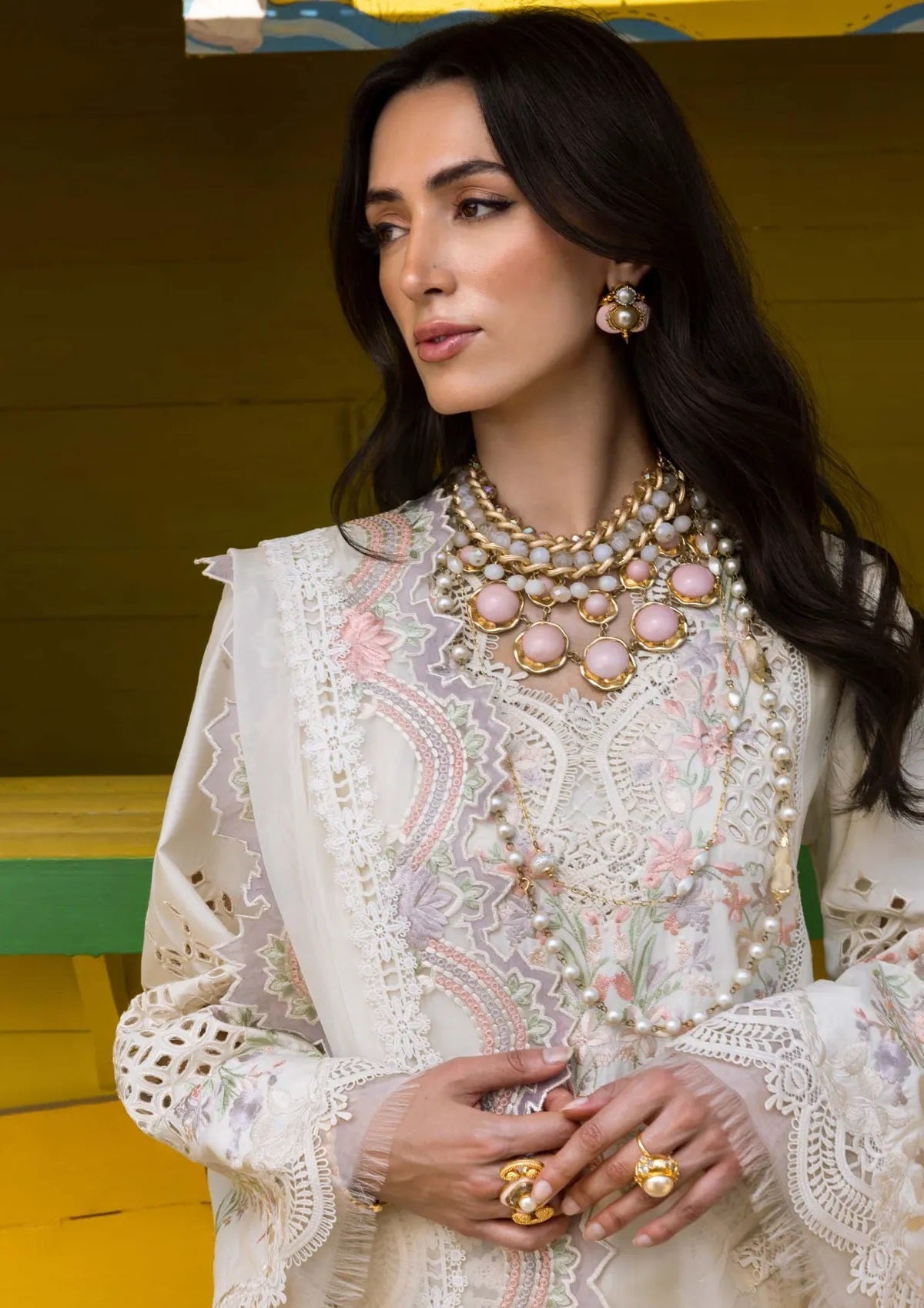 Saira Shakira Luxury Lawn Embroidered 3 Piece Unstitched Suit Dahlia - A