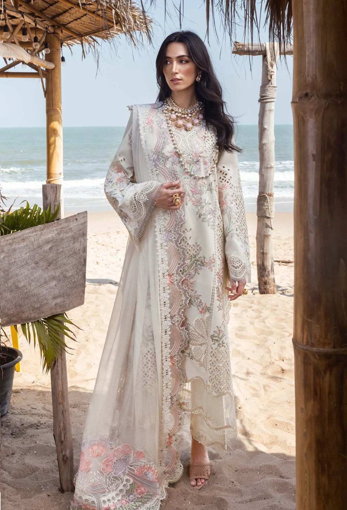 Saira Shakira Luxury Lawn Embroidered 3 Piece Unstitched Suit Dahlia - A