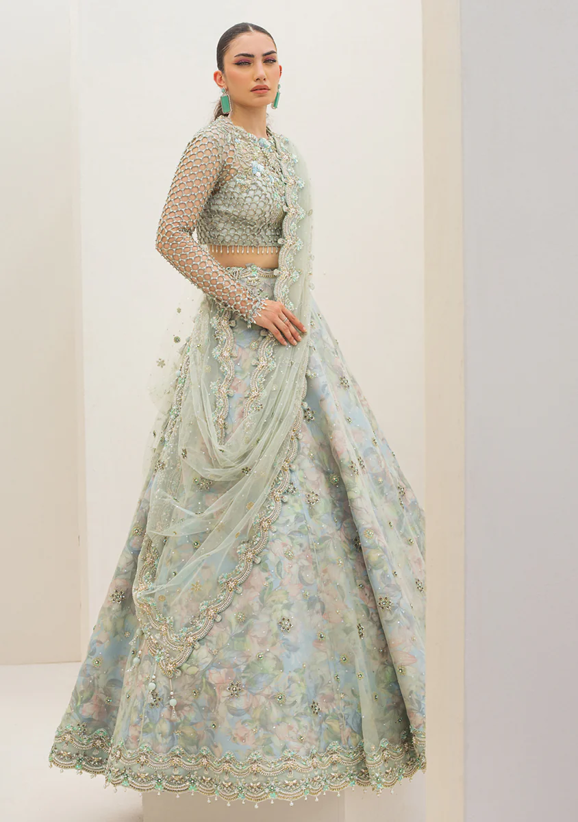 Qalamkar Wedding Festive Net Embroidered Unstitched 3 Pc Collection C-01 ZERLIN