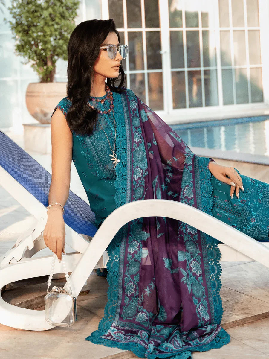 Bin Ilyas Luxury Lawn Embroidered 3 Pc Unstitched Collection 313 - A KAYRA - 3 Pieces Lawn - Zainabjees
