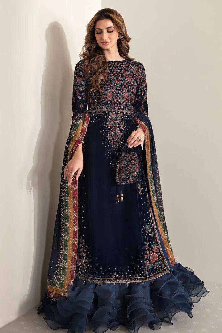 Jazmine Embroidered Velvet Formal VF - 2005 Unstitched 3 Pieces Velvet Collection - 3 pieces Velvet - Zainabjees