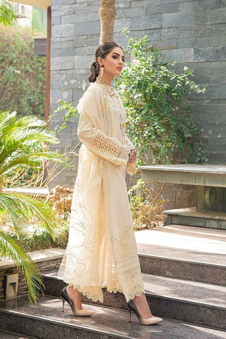 Mushq Luxury Lawn 3 Piece Unstitched MQ - 09 CREAM BLUSH Fully Embroidered - 3 Pieces Lawn - Zainabjees