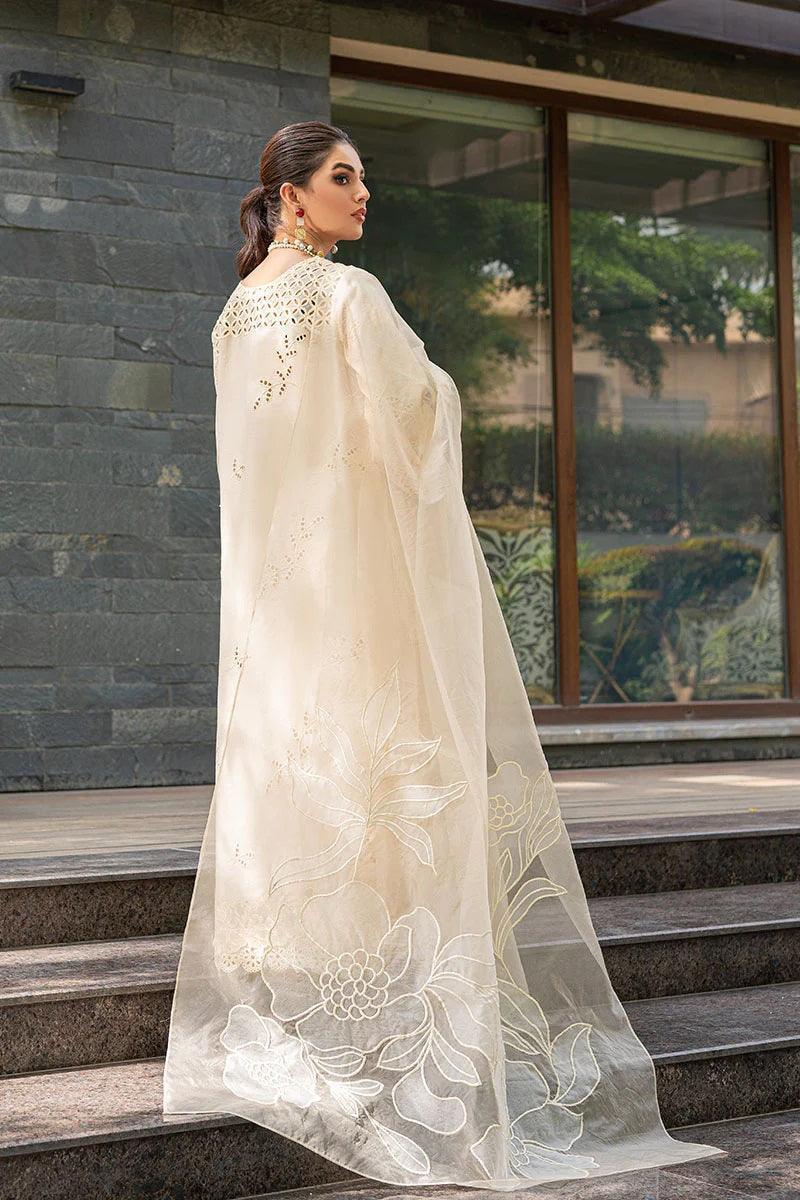 Mushq Luxury Lawn 3 Piece Unstitched MQ - 09 CREAM BLUSH Fully Embroidered - 3 Pieces Lawn - Zainabjees