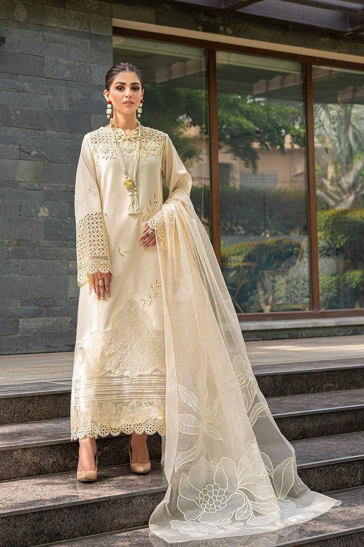 Mushq Luxury Lawn 3 Piece Unstitched MQ - 09 CREAM BLUSH Fully Embroidered - 3 Pieces Lawn - Zainabjees