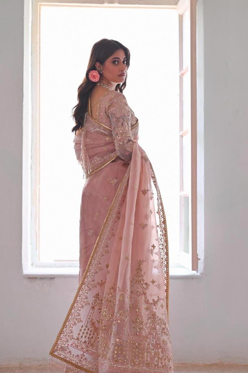 Qalamkar Sahiba Organza Embroidered Unstitched Saree RANYA